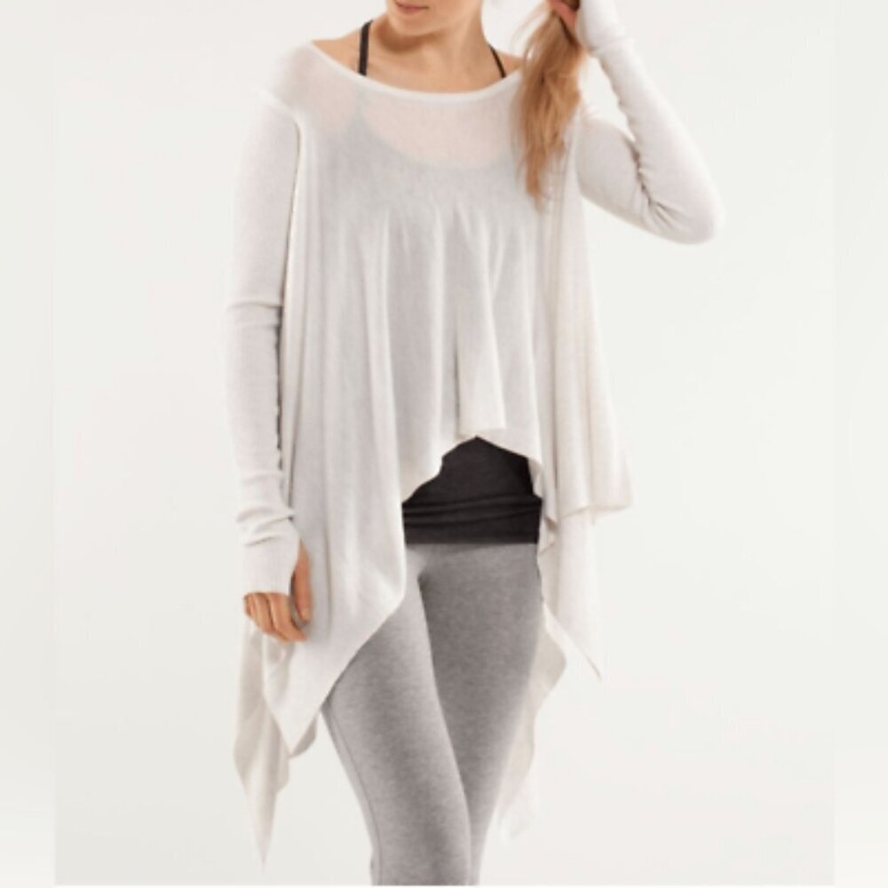 Lululemon Enlightened Pullover Asymmetrical Knit Sweater White Cream Small